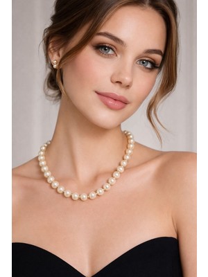 Solare Accessories Krem Rengi Cam Inci Kolye