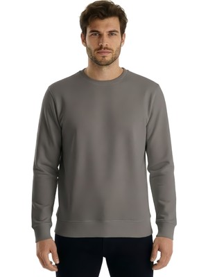 goffra Erkek Focus Esnek Kumaş Yumuşak Dokulu Günlük Sweatshirt Açık Kahverengi M401-R0342-05