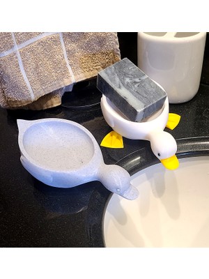 Printech3d Ördek Figürlü Drenajlı Sabunluk / Dekoratif Sabun Tabağı (Beyaz-Sarı) – Tekli
