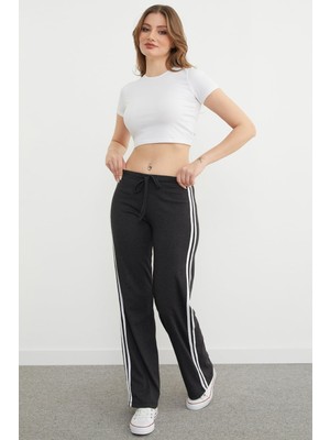 FullaModa Yanları Şeritli Beli Bağlamalı Eşofman Altı