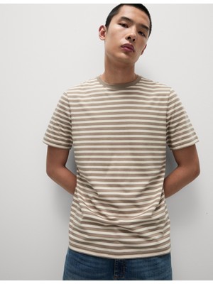 Marks & Spencer Regular Fit Bisiklet Yaka Çizgili T-Shirt