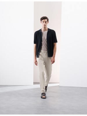 Marks & Spencer Keten Karışımlı Tek Pileli Smart Pantolon