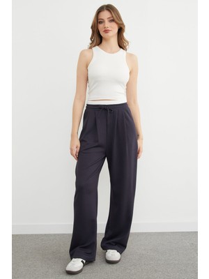 FullaModa Beli Ribana Detaylı Pileli Modal Pantolon