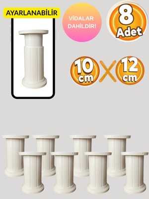 Yusa Stores Plastik Baza Koltuk Kanepe Robot Süpürge Için Yatak Ayağı 10X12 cm - 8 Adet