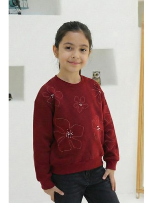 Mutlu Kids Nakışlı ve Taşlı Kız Sweatshırt