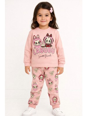 Zm Kids Kız Çocuk Pamuklu Baskılı Alt-Üst Pijama/eşofman Takımı