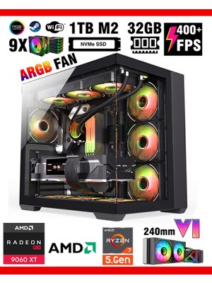 Zeiron Warrior X32 Ryzen 7 5700X 32GB RAM 1TB M.2 Nvme SSD 8GB RX9060XT Sıvı Soğutmalı Oyuncu Bilgisayarı