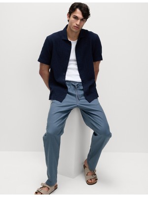 Marks & Spencer Loose Fit Pamuk Keten Karışımlı Pantolon