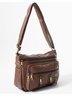 Duomino Taba Yıkama Deri Çok Cepli Çapraz Çanta / Omuz Çantası / Postacı Çanta