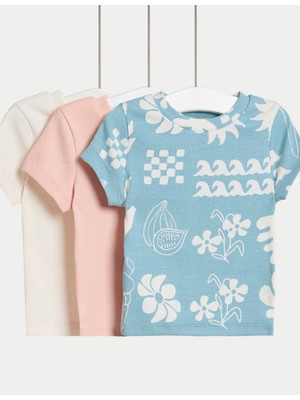 Marks & Spencer ​3'lü Pamuk Karışımlı T-Shirt Seti (2-8 Yaş)​