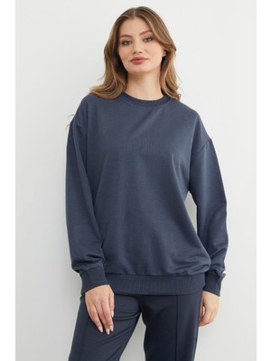 FullaModa Basic Bisiklet Yaka Sweatshirt