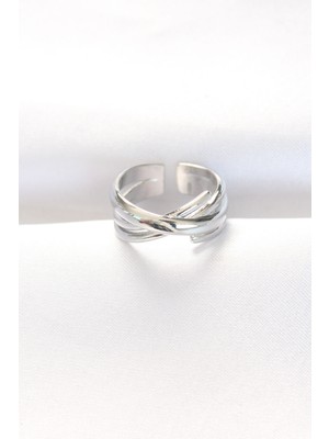 Kalın Silver Renk Ayarlanabilir Yüzük EB-53-VICE/(1395) 2629
