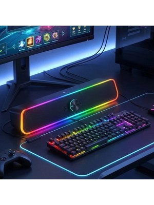 TE Dükkan Buğz USB Jak ve Mikrofon Çıkışlı Rgb Hoparlör