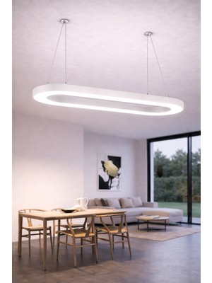 Dizano Modern Oval LED Tavan Aydınlatması 100 cm 4000K Günışığı, Sıva Üstü ve Sarkıt, Avize