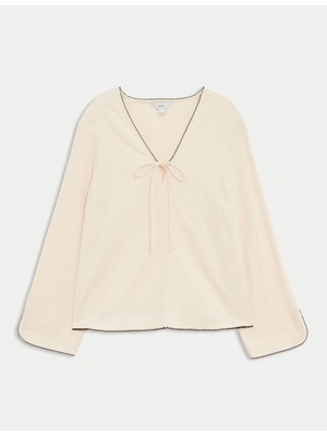 Marks & Spencer Saf Pamuklu Çizgili Boxy T-Shirt