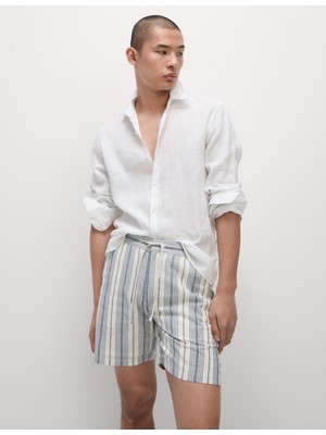 Marks & Spencer Saf Pamuklu Çizgili Şort