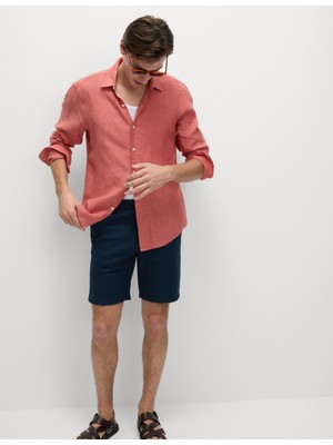 Marks & Spencer Keten Karışımlı Lastikli Bel Şort