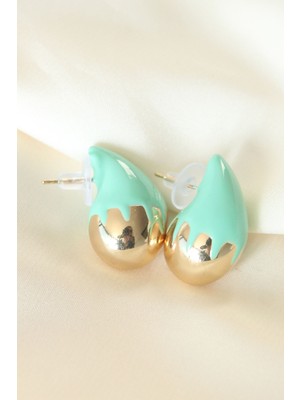 Minimal Turkuaz Mineli Çift Renk Damla Küpe EB-53-VICE/(1395) 2575