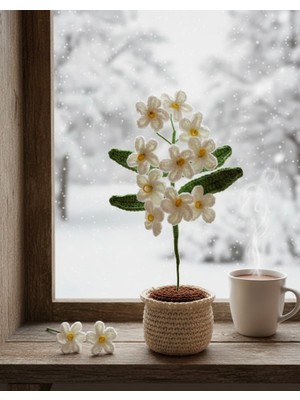 Henera Atelier El Örgüsü Saksıda Beyaz  Papatya  / Yapay Çiçek / Sevgililer Günü / Hediyelik /doğum Günü/öğretmenler Günü