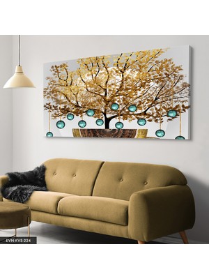 Evine Moda Gold Ağaç Tek Parça Kanvas Canvas Tablo Tablo