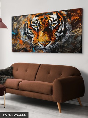 Evine Moda Yağlı Boya Görünümlü Kaplan Tek Parça Kanvas - Canvas Tablo