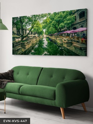 Evine Moda Irmak Kenarı Cafeler Tek Parça Kanvas - Canvas Tablo