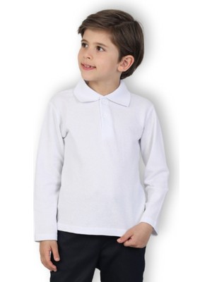 Modanino Erkek Çocuk %100 Pamuk Okul Tarz Uzun Kol T-Shirt 5-17 Yaş 12274