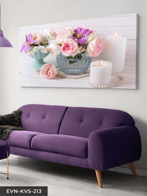 Evine Moda Vazoda Renkli Çiçekler Tek Parça Kanvas Canvas Tablo Tablo