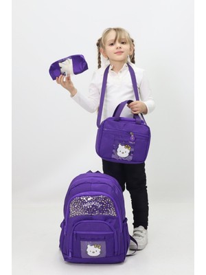 Neşeli Home Kız Çocuk Hello Kitty 3’lü Okul Çanta Sırt Çantası Termal Beslenme Çantası Kalemlik Yeni Sezon