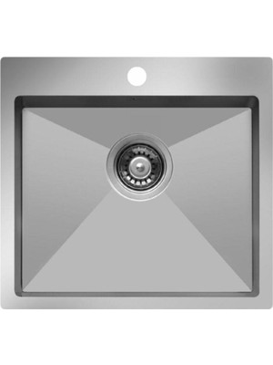 Livinox 50X50 Aynalı Tek Gözlü Pollisajlı Tezgah Üstü Paslanmaz Çelik Eviye