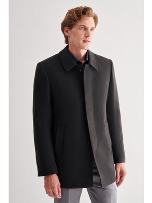 İmza Antrasit Kaşe Bebe Yaka Kapitoneli Astar Comfort Fit Rahat Kesim Klasik Kaban 1008245261