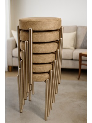 Berawond Bera Metal Silinebilir Kumaş Tabure (6 Adet-Montajlı Gönderim)