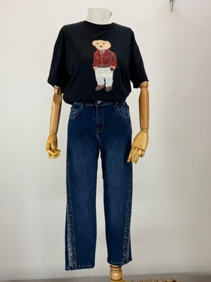 JOOQSTORE Yan Şerit Taşlı Pantolon