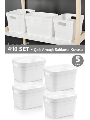 Meleni Home 4 Adet Dekoratif Piramit Saklama Kutusu - Dolap Içi Düzenleyici Çok Amaçlı Organizer 5 Litre Beyaz