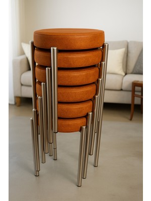 Berawond Bera Metal Silinebilir Kumaş Tabure (6 Adet-Montajlı Gönderim)