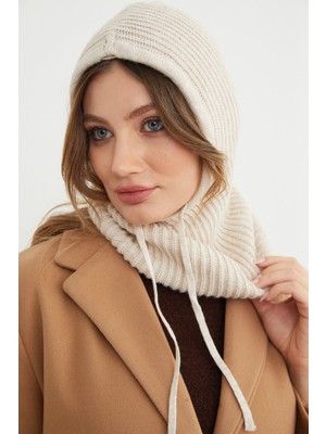 FullaModa Basic Bağcıklı Triko Balaklava Bere