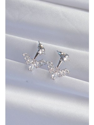 Pirinç Gümüş Renk Zirkon Taşlı V Model Küpe EB-53-VICE/(1395) 3066