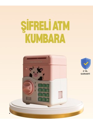 Çocuklar Için Pembe Atm Görünümlü Elektronik Kumbara