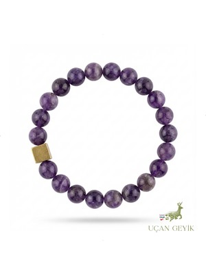 Doğal Ametist Taş Bileklik 8mm – Şifa ve Enerji Taşı, Elastik Kristal Takı