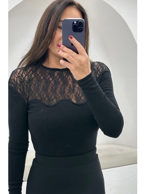 Pepicino Siyah Dantel Bluz 3486