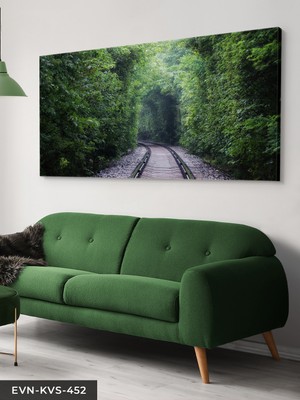 Evine Moda Ağaçların Içinde Tren Yolu Tek Parça Kanvas - Canvas Tablo