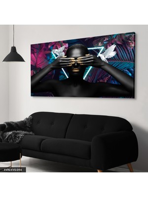 Evine Moda Siyahi Kadın Tek Parça Kanvas Canvas Tablo Tablo