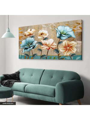 Evine Moda Renkli Soyut Çiçekler Tek Parça Kanvas - Canvas Tablo