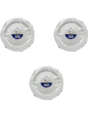 Omeyva Kullan At Parti Plastik Sert Mika Tabak - 26 Cm. - Beyaz - 6 Adetlik 3 Paket