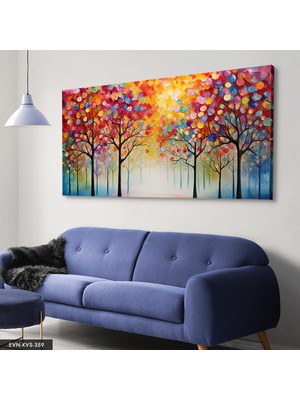 Evine Moda Renkli Soyut Sanat Modern Çiçek ve Yaprak Kompozisyonu Tek Parça Kanvas - Canvas Tablo