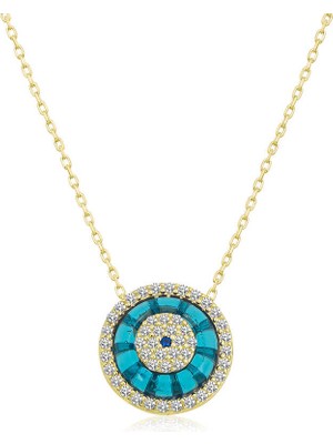 Erseyy 925 Ayar Gümüş Gold Camgöz Nazar Kadın Gümüş Kolye