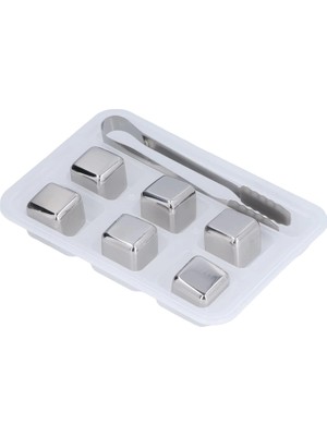 Buğz 6'lı Çelik Metal Kaplama Viski Taşı Soğutma Buz Küpü