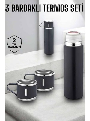 Sb Shopping Paslanmaz Çelik 3’lü Termos Seti Vakumlu ve 8 Saat Isı Koruma