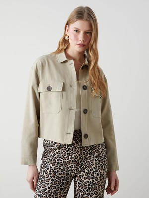 Lc Waikiki Yeni Sezon Gömlek Yaka Keten Karışımlı Kadın Ceket