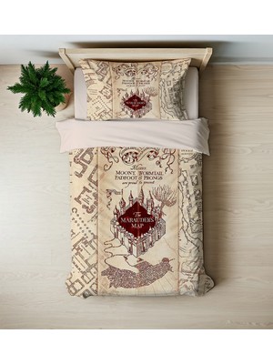 Hediyechy Marauders Map Temalı Baskılı Tek Kişilik Nevresim Takımı